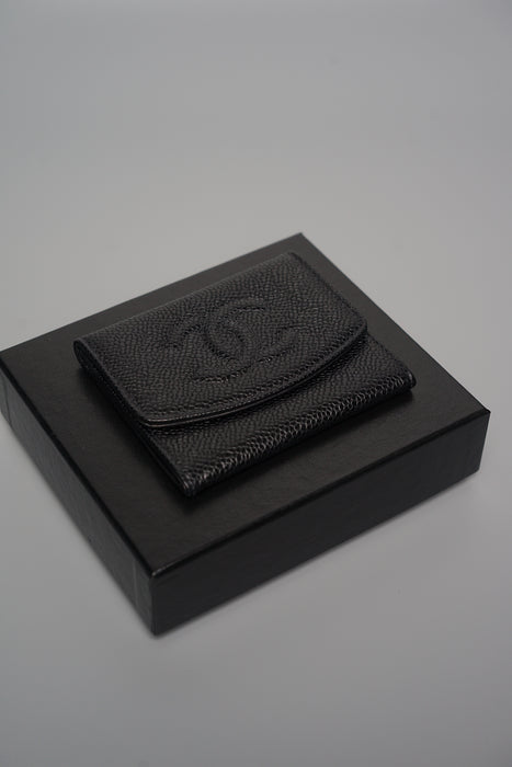 Chanel Vintage Compact Wallet in Black Caviar Ghw