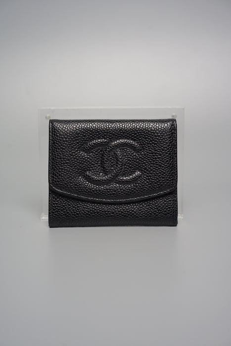 Chanel Vintage Compact Wallet in Black Caviar Ghw