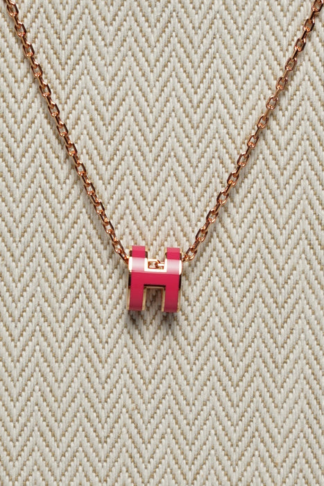 Hermes Mini Pop H Necklace in Rose Extreme Rghw (Brand New)