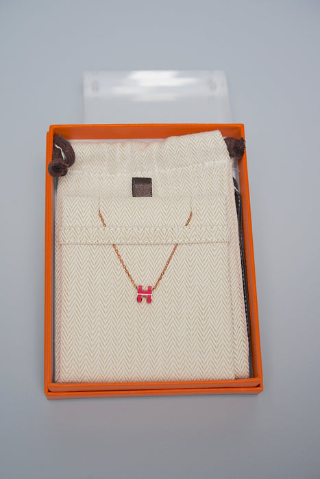 Hermes Mini Pop H Necklace in Rose Extreme Rghw (Brand New)