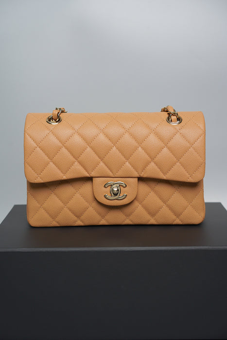 Chanel Small Double Flap in Dark Beige Caviar(Brand New)