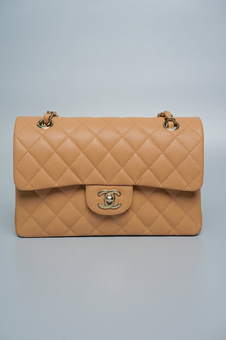 Chanel Small Double Flap in Dark Beige Caviar(Brand New)