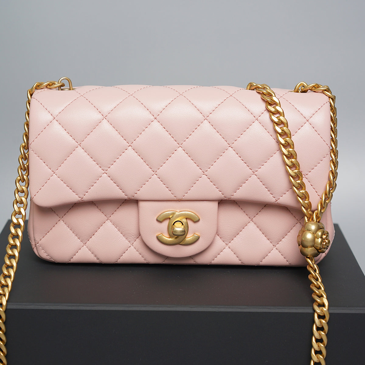A closer look at the Chanel 23S Sweet Camellia Mini Flap Bag with adju
