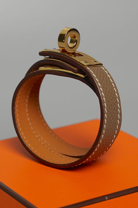 Hermes Kelly Double Tour Bracelet in Etoupe Ghw T2