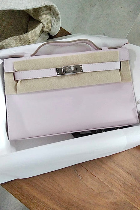 Hermes Kelly Pochette in Mauve Pale Phw  (Brand New)